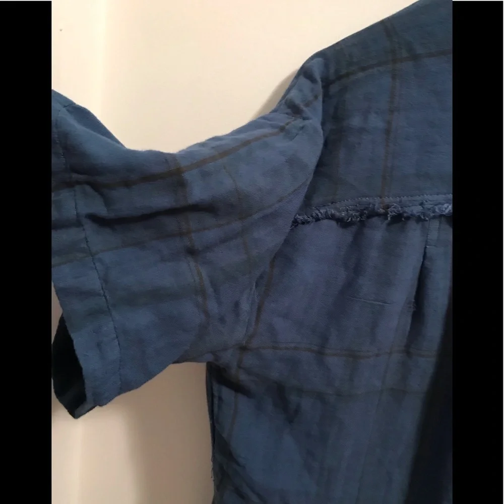 SALE NWT Free People Love Buzz Dress Med Blue Plaid